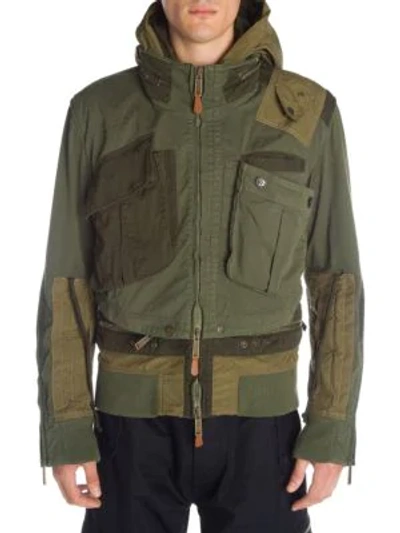 Shop Dsquared2 Hooded Military Bomber Jacket In Military Green