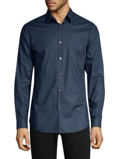 Shop Theory Cotton Dress Shirt In Eclipse