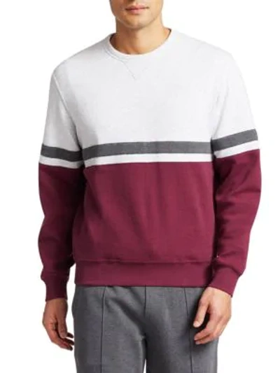 Shop Brunello Cucinelli Colourblock Sweatshirt In Dark Red