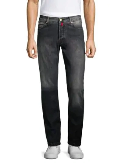 Shop Kiton Faded Dark Wash Jeans In Grey