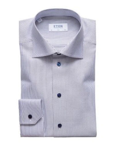 Shop Eton Slim-fit Textured Shirt In Navy
