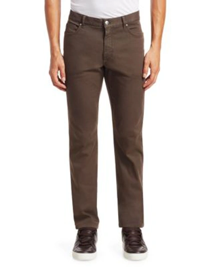 Shop Ermenegildo Zegna Five-pocket Trousers In Brown