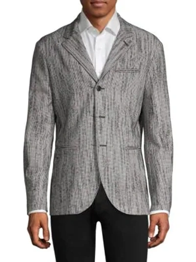 Shop John Varvatos Easy Fit Wool-blend Blazer Jacket In Black White