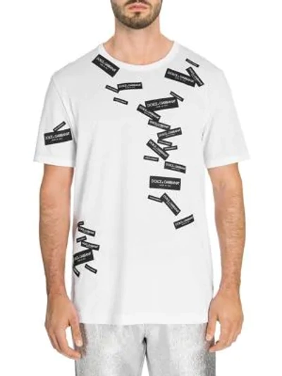 Shop Dolce & Gabbana All Over Tape Logo Graphic Tee In White