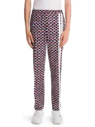 Shop Valentino Scale Track Trousers In Blue Red