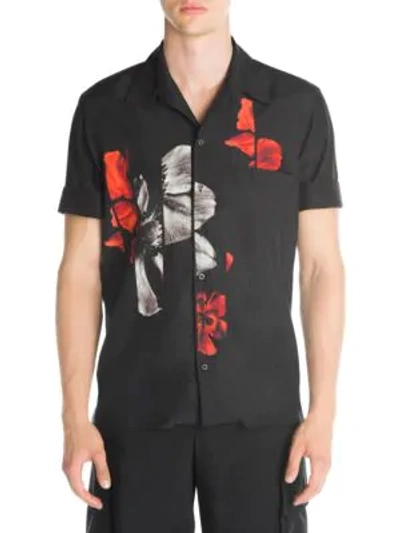 Shop Neil Barrett Sliced Anemone Hawaiian Shirt In Black White Red