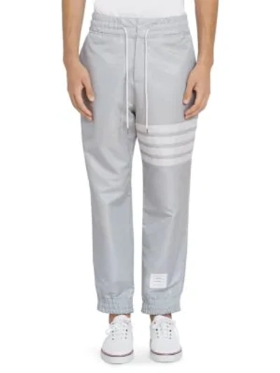 Shop Thom Browne Relaxed-fit Stripe Track Pants In Light Grey