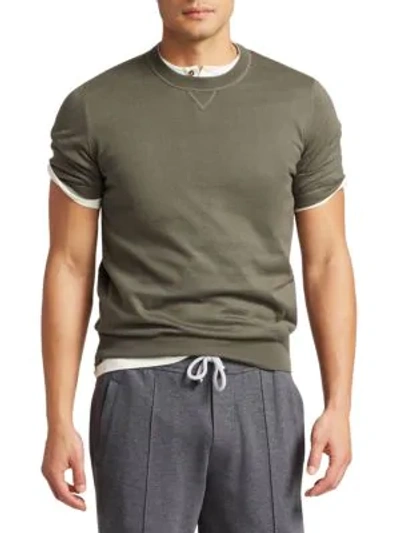 Shop Brunello Cucinelli Short Sleeve Sweatshirt In Green