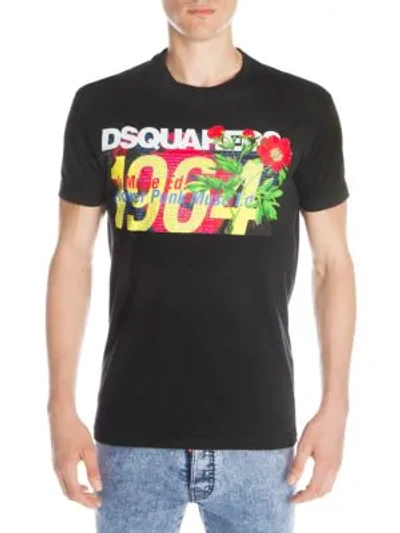 Shop Dsquared2 1964 Print Cotton Tee In Black
