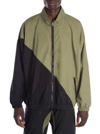 Shop Ben Taverniti Unravel Project Motion Colorblock Windbreaker Jacket In Army Black