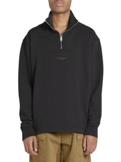 Shop Acne Studios Faraz Cotton Quarter-zip Top In Black