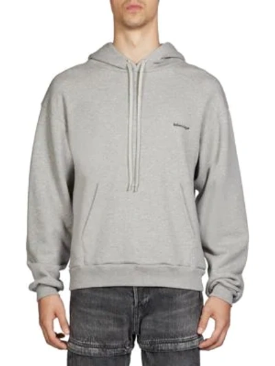 Shop Balenciaga Men's Logo Hoodie In Grey