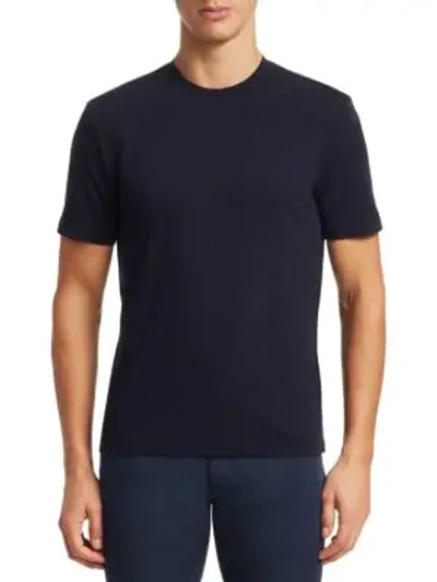 Shop Giorgio Armani Textured Cotton T-shirt In Navy