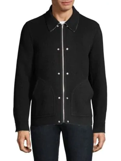Shop Helmut Lang Logo Zip Wool Jacket In Black