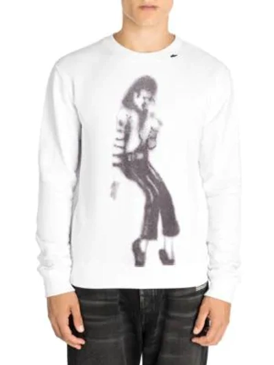 Shop Off-white Mj Cotton Crewneck Sweatshirt In White Black