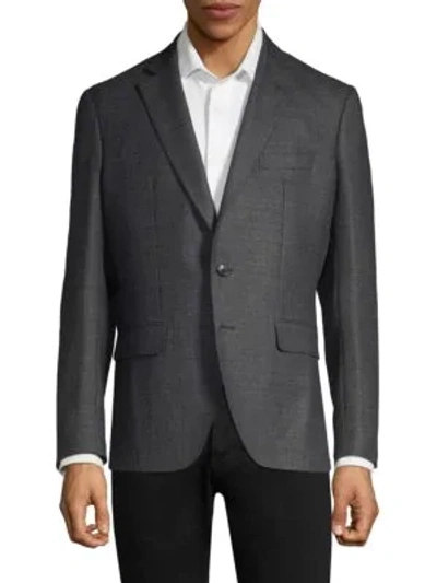 Shop Larusmiani Single-breasted Wool-blend Blazer In Grey