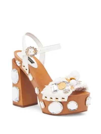 Shop Dolce & Gabbana Embellished Wooden Platform Sandals In Multi