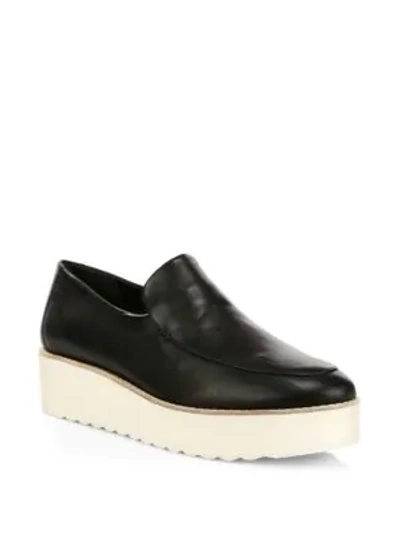 Shop Vince Zeta Leather Platform Loafers In Black