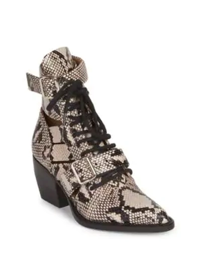Shop Chloé Rylee Python-print Lace-up Boots In Grey