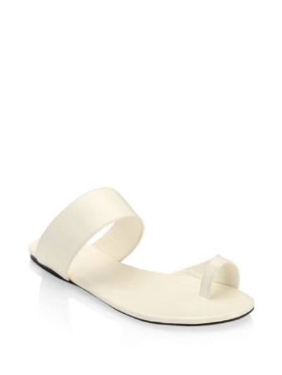 The Row Infradito Flat Leather Toe-strap Slide Sandals In Ivory 