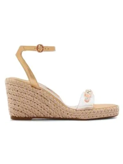 Shop Sophia Webster Dina Gem Mid Espadrille Platform Wedge Sandals In Gold Silver