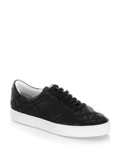 Shop Burberry Westford Quilted Leather Sneakers In Black