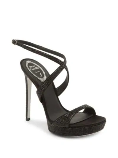 Shop René Caovilla Front Cross Stiletto Sandals In Black