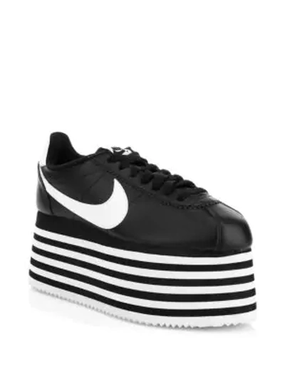 Shop Comme Des Garçons Cortez Platform Sneakers In Black