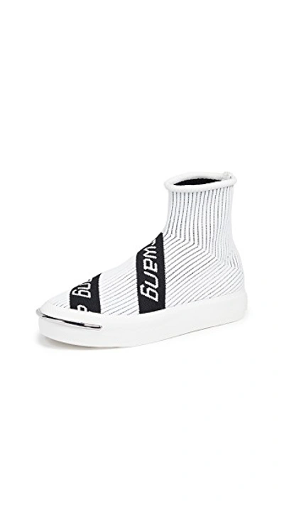 Shop Alexander Wang Pia Knit Sneakers In White