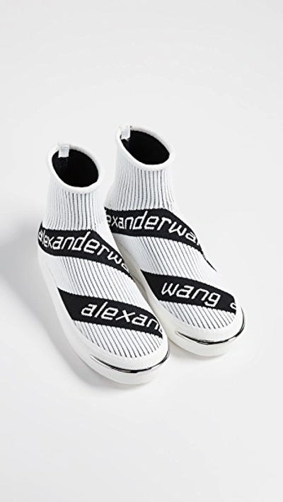 Shop Alexander Wang Pia Knit Sneakers In White