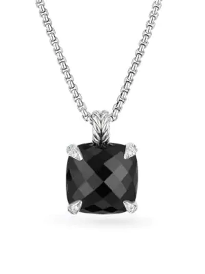 Shop David Yurman Women's Châtelaine Pendant Necklace With Gemstone & Diamonds In Black Onyx