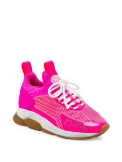 Shop Versace Cross Chainer Mesh Sneakers In Pink