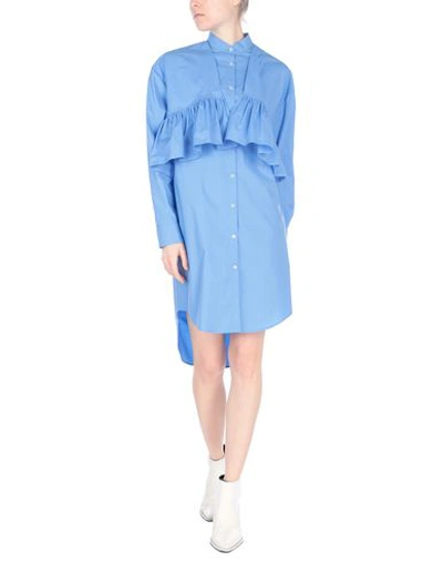 Shop Msgm Shirt Dress In Sky Blue