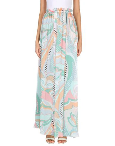 Shop Emilio Pucci Maxi Skirts In Light Green