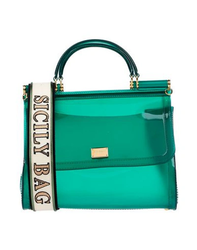 Shop Dolce & Gabbana Woman Handbag Emerald Green Size - Pvc - Polyvinyl Chloride, Cotton, Calfskin, Lambs