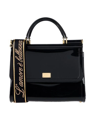 Shop Dolce & Gabbana Woman Handbag Black Size - Pvc - Polyvinyl Chloride, Cotton, Calfskin, Lambskin