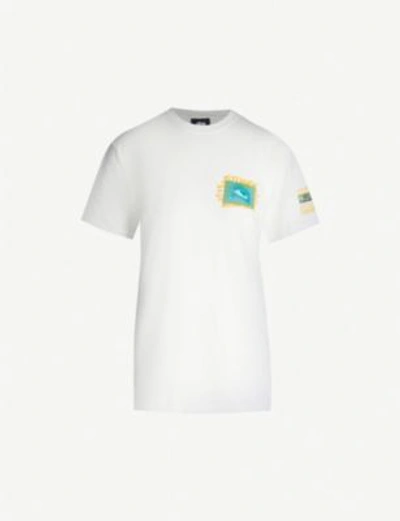 Shop Stussy Blessing Jah Printed Cotton-jersey T-shirt In White