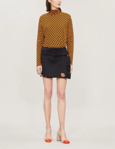 Shop Prada Logo-print Crepe Mini Skirt In Nero/nero