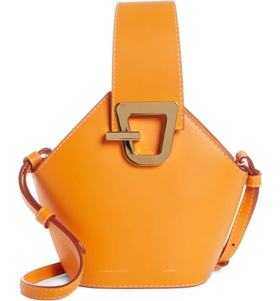 Shop Danse Lente Mini Johnny Leather Bucket Bag - Orange In Apricot