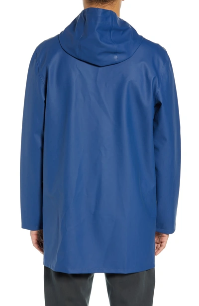 Shop Stutterheim Stockholm Waterproof Hooded Raincoat In Indigo