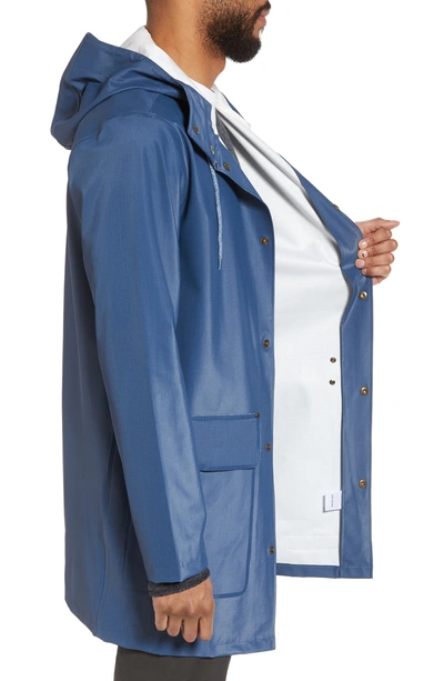 Shop Stutterheim Stockholm Waterproof Hooded Raincoat In Workwear Blue