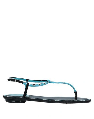 Shop René Caovilla Flip Flops In Turquoise