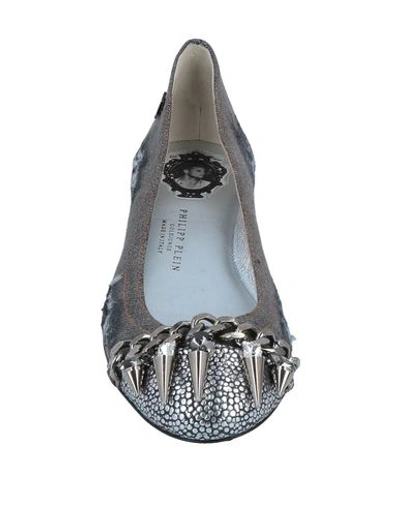 Shop Philipp Plein Ballet Flats In Grey