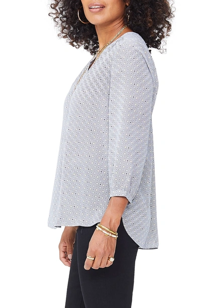 Shop Nydj Pleat Back Blouse In Diamond Mural Peacoat