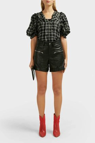 Shop Isabel Marant Cedar Zip Leather Shorts In Black