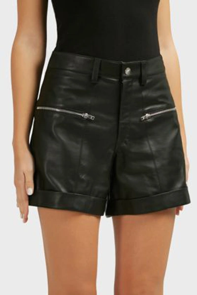 Shop Isabel Marant Cedar Zip Leather Shorts In Black