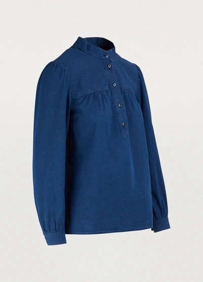 Shop Apc Loula Blouse In Indigo Delave