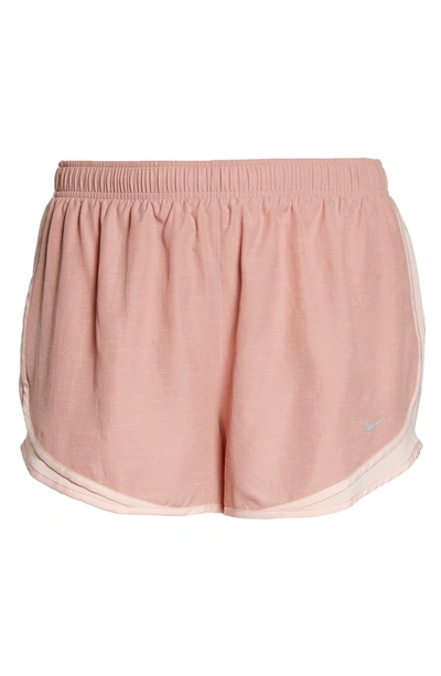 Shop Nike Dry Tempo High Rise Running Shorts In Rust Pink/ Storm Pink