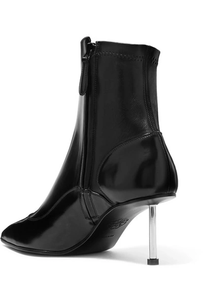 Shop Alexander Mcqueen Embellished Glossed-leather Ankle Boots In Black