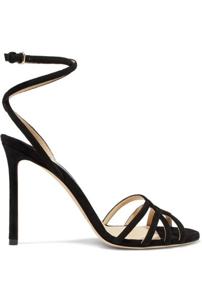 Shop Jimmy Choo Mimi 100 Suede Sandals In Black